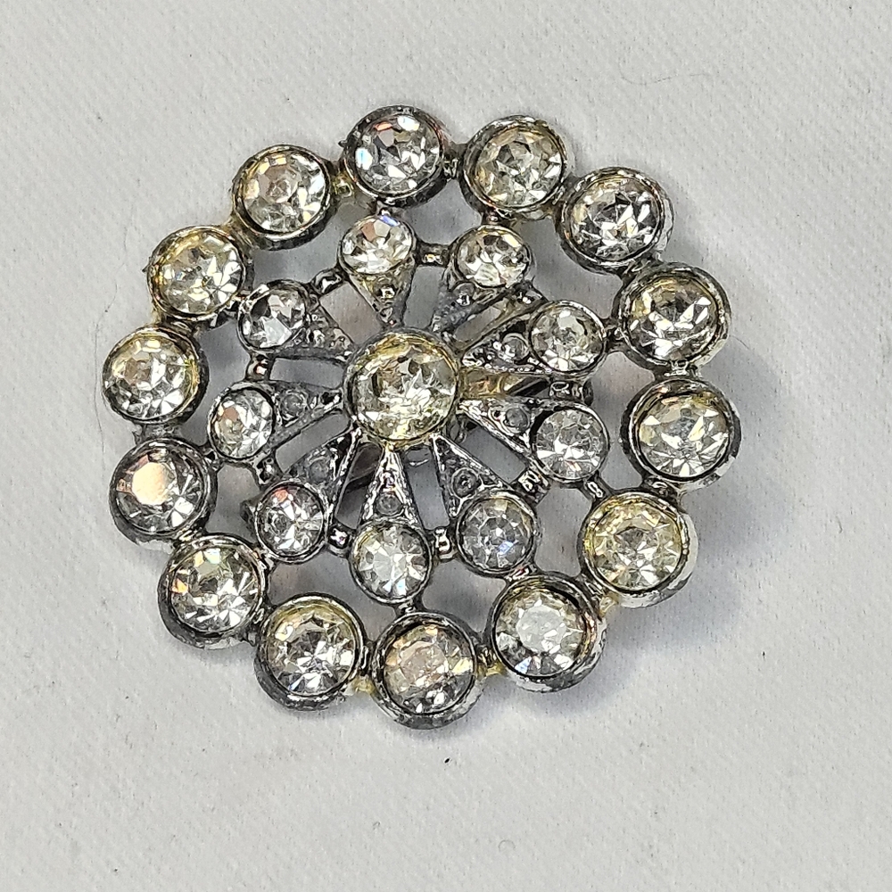 Rhinestone Silver Brooch